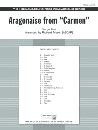 Book cover for Aragonaise from Carmen: Score
