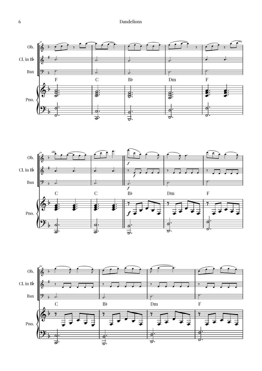 Dandelions Woodwind Trio scores gallery preview page 6