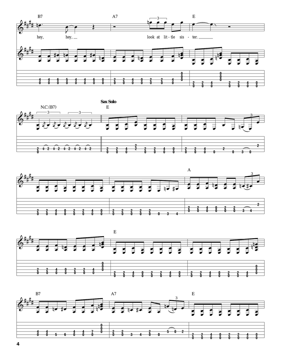 Look At Little Sister Acoustic Guitar scores gallery preview page 4