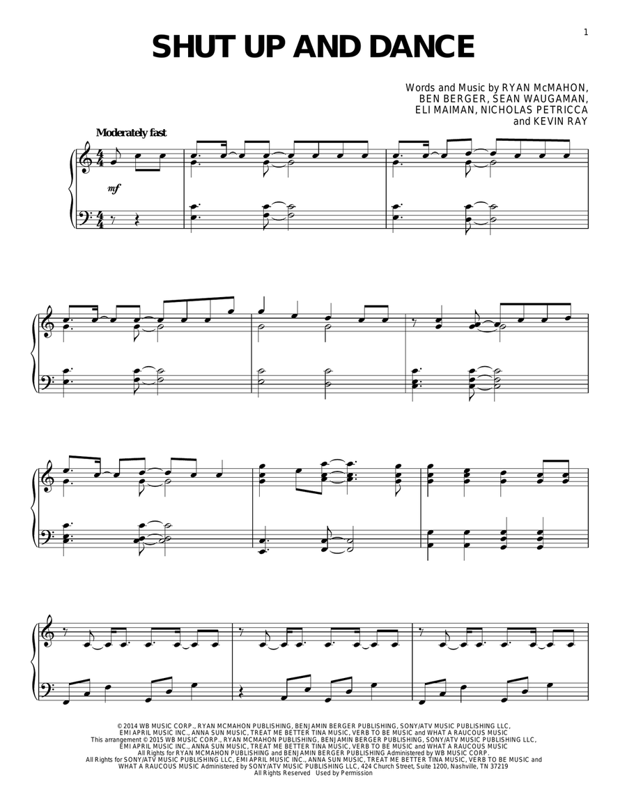 Shut Up And Dance Piano Solo scores gallery preview page 1