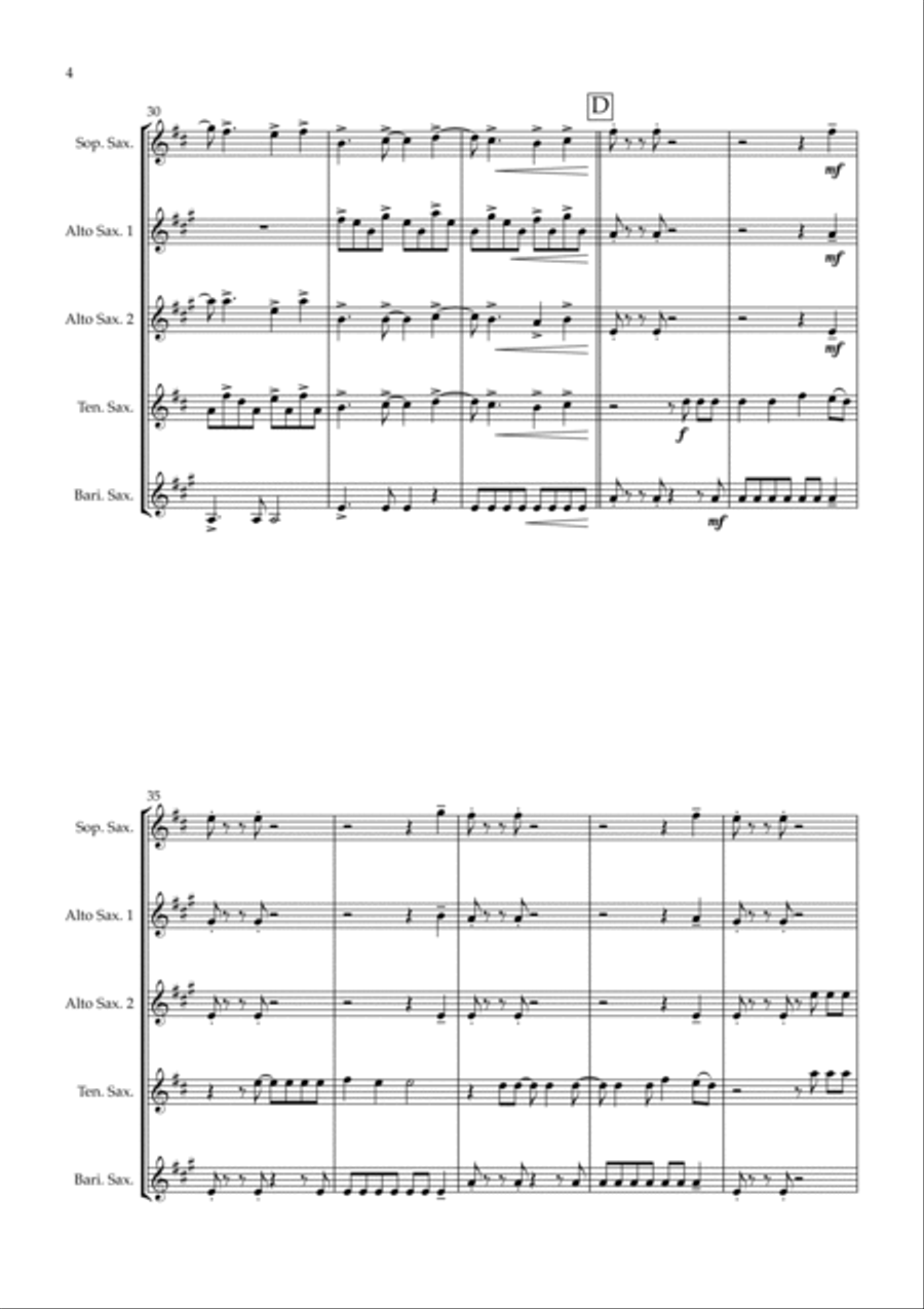 Summer Of '69 Summer Of '69 Saxophone Quintet scores gallery preview page 4