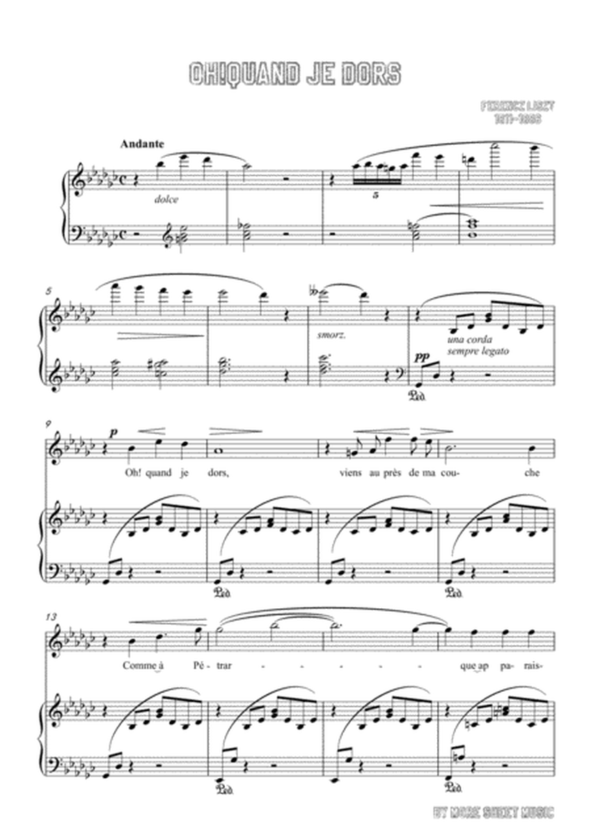 Liszt-Oh!Quand je dors in G flat Major,for Voice and Piano image number null