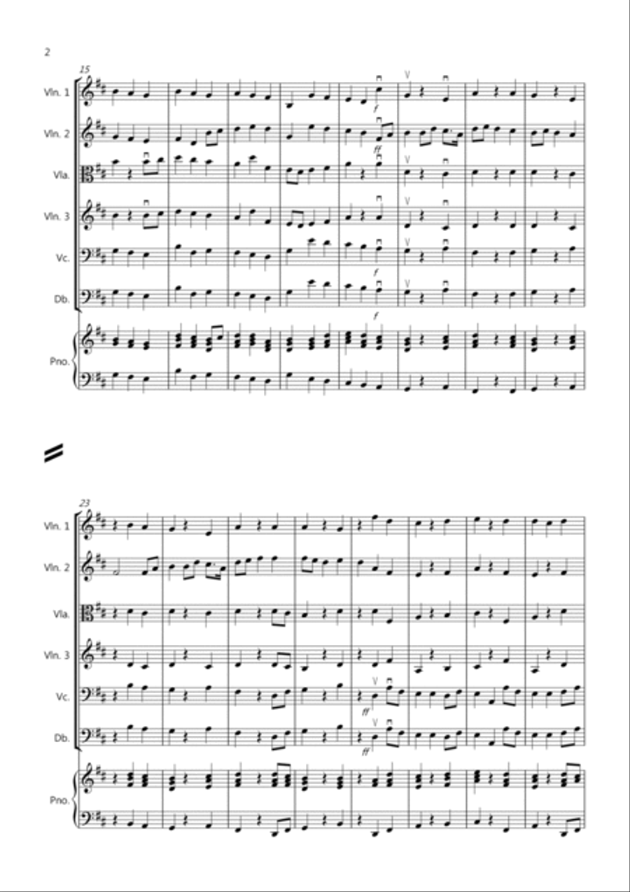 2 Classical Favourites for String Orchestra (volume two) String Quartet scores gallery preview page 2