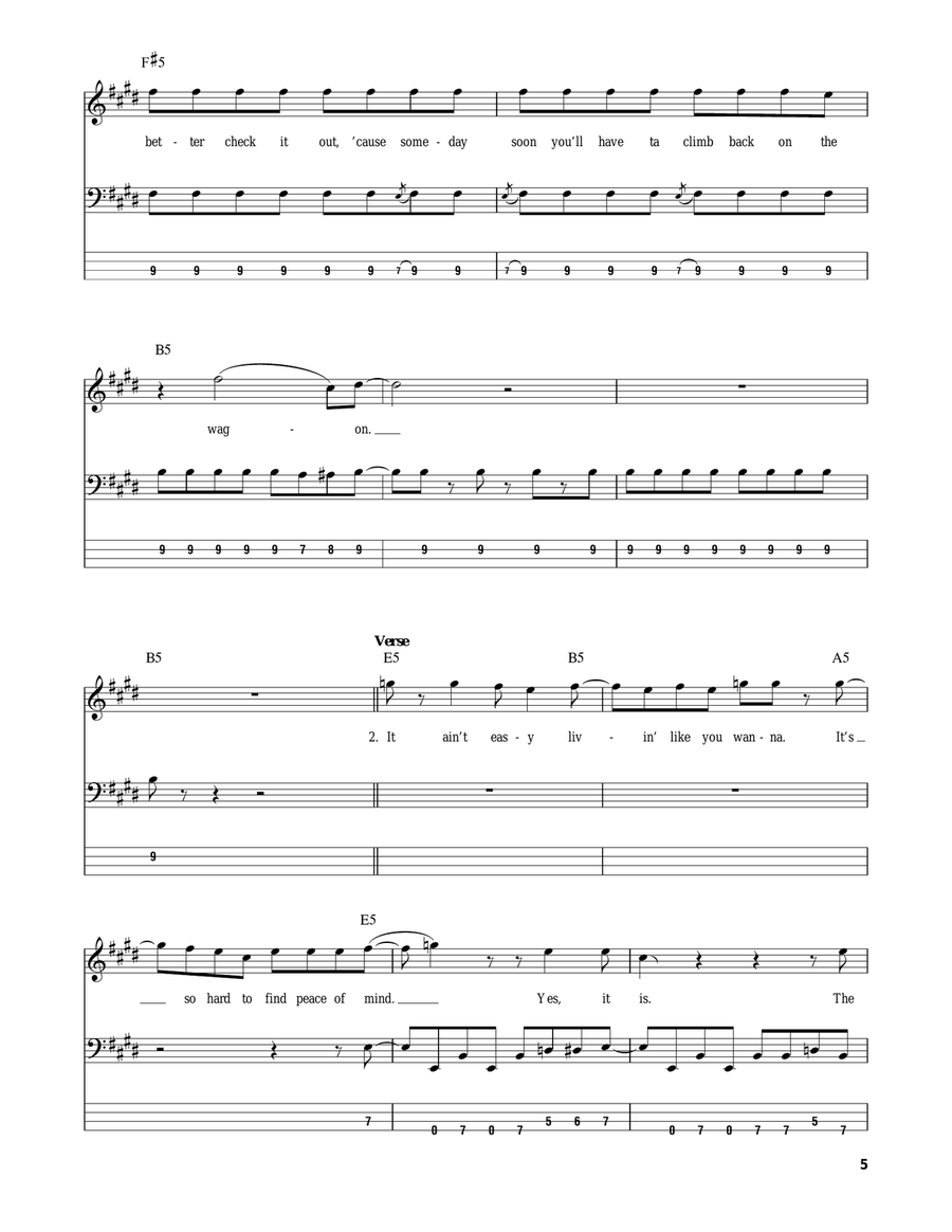 Mama Kin Bass Guitar Tablature scores gallery preview page 5