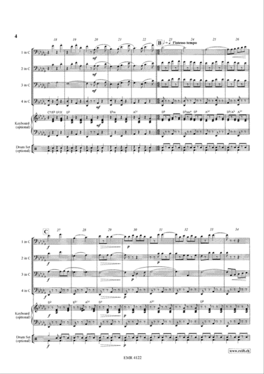 Sousa Medley Trombone Quartet scores gallery preview page 4