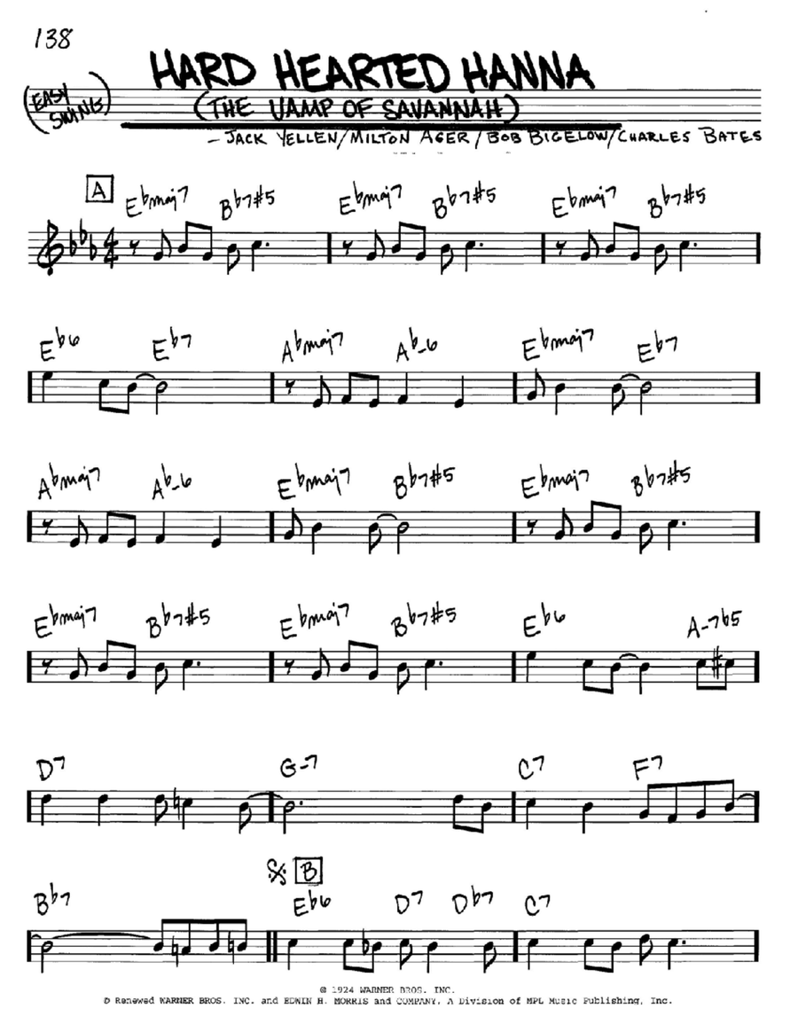 Hard Hearted Hannah (The Vamp Of Savannah) C Instrument scores gallery preview page 1