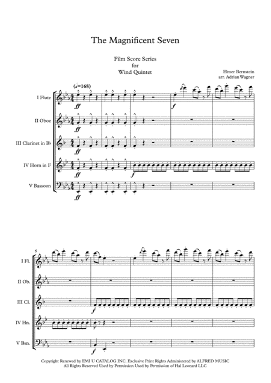 The Magnificent Seven Woodwind Quintet scores gallery preview page 3