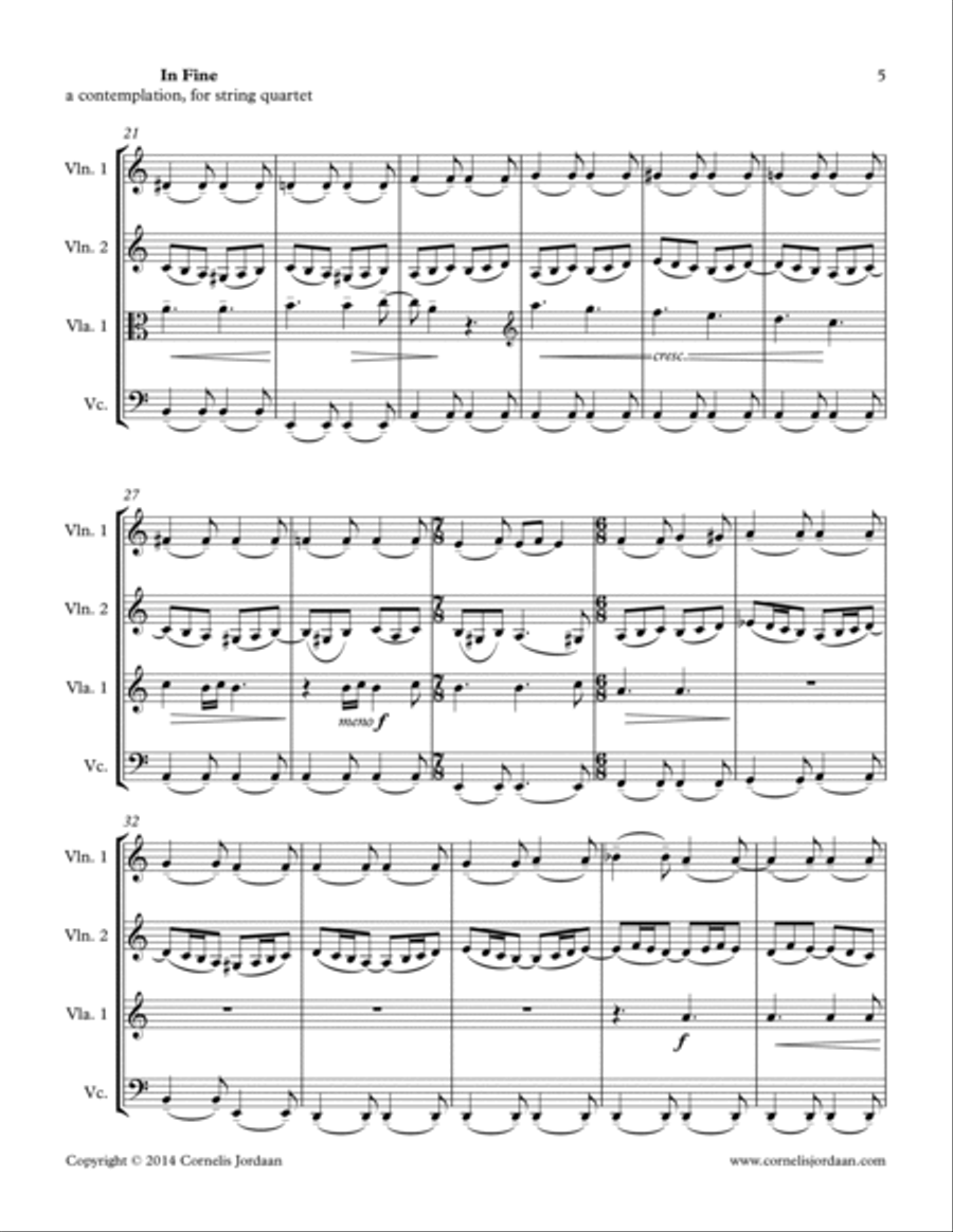 In Fine, a contemplation for String Quartet String Quartet scores gallery preview page 5