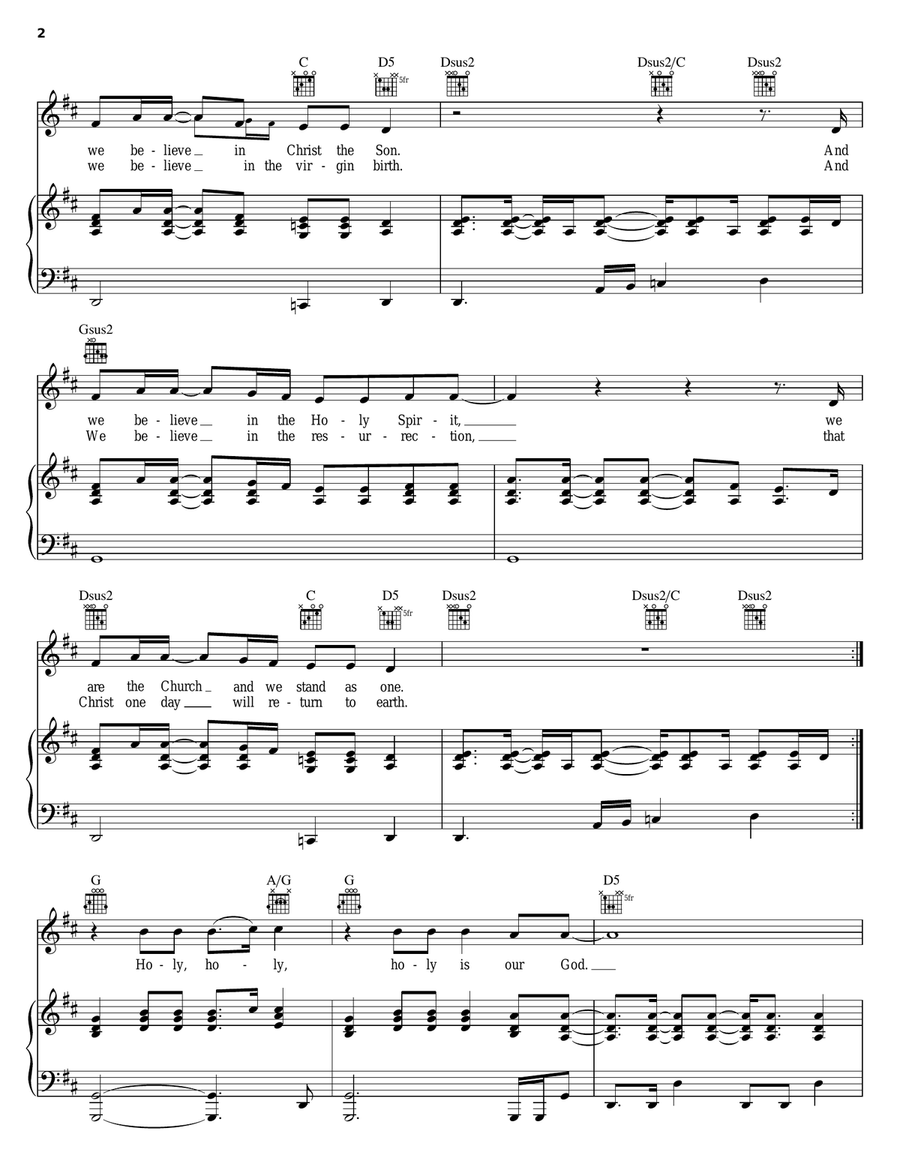 Because We Believe Piano, Vocal, Guitar scores gallery preview page 2