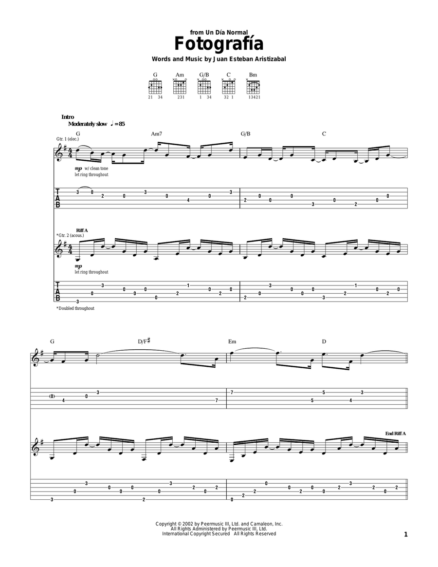 Fotografia Acoustic Guitar scores gallery preview page 1