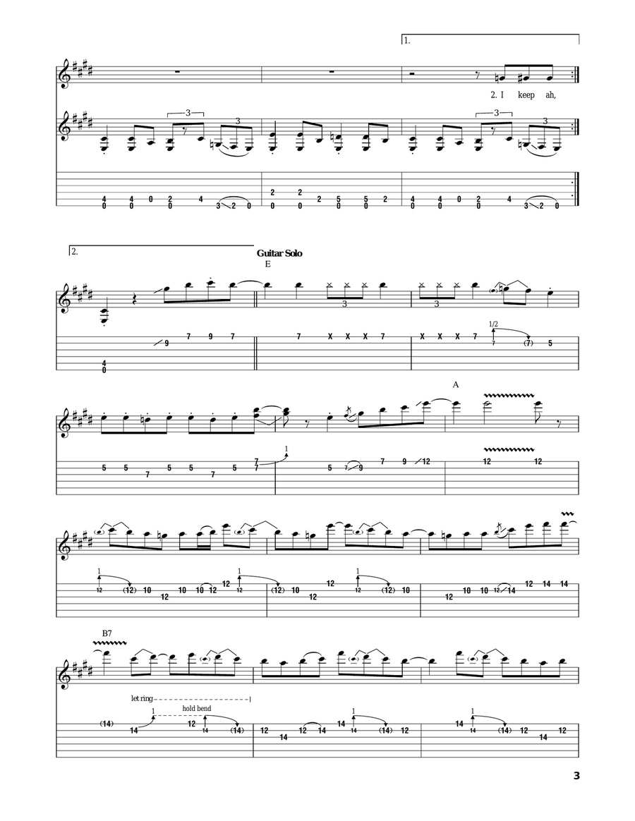 The Only Daddy That Will Walk The Line Electric Guitar scores gallery preview page 3