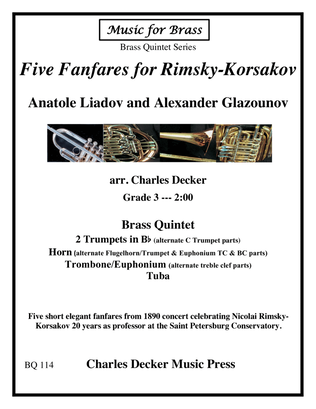 Book cover for Five Fanfares for Rimsky-Korsakov for Brass Quintet