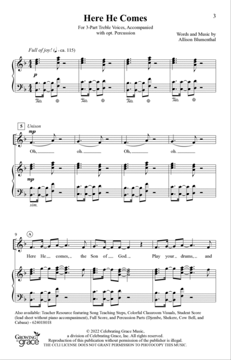 Here He Comes 3-Part scores gallery preview page 2