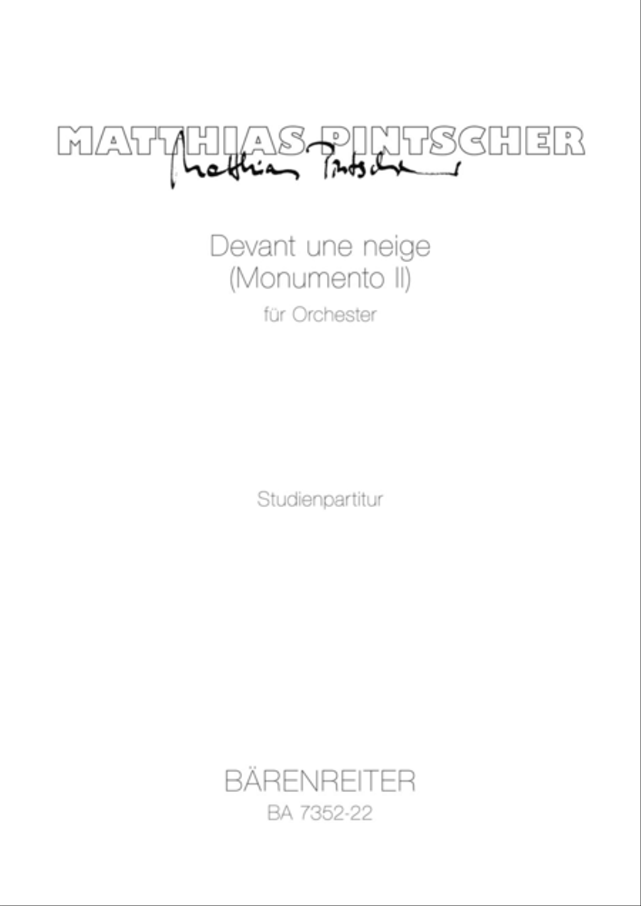 Devant une neige - Monumento II for Orchestra TB scores gallery preview page 1