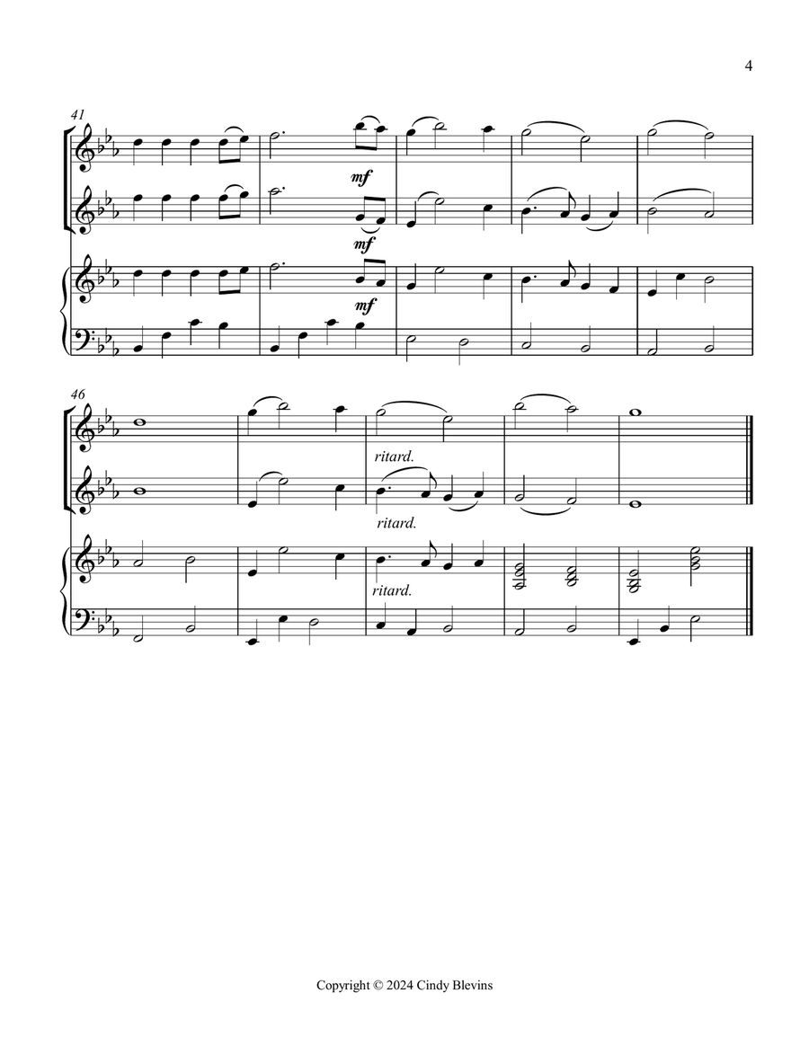 Joy To the World, for Flute, Oboe and Piano Woodwind Duet scores gallery preview page 5