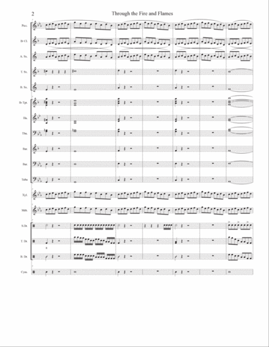 Through The Fire And Flames Marching Band scores gallery preview page 2