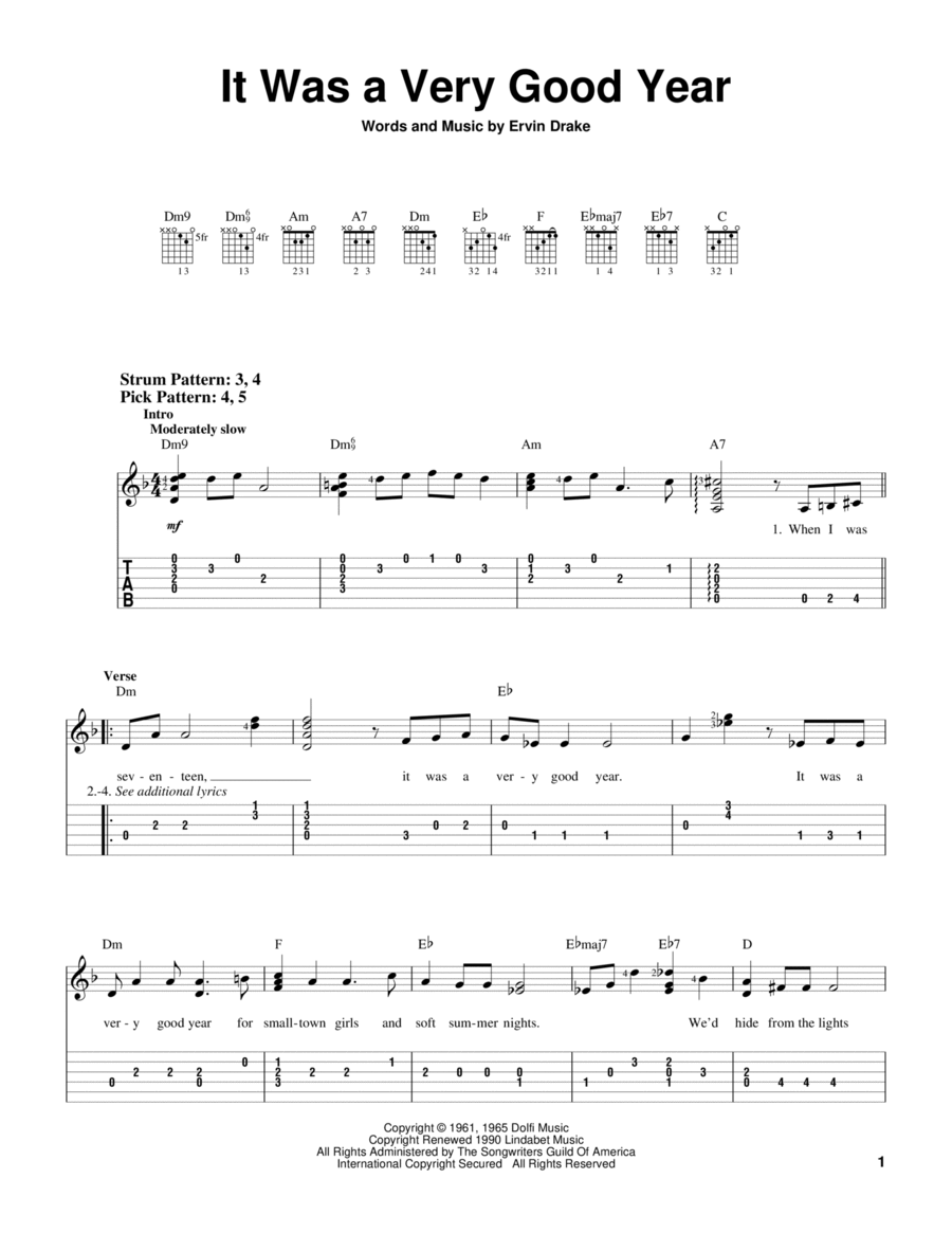 It Was A Very Good Year Electric Guitar scores gallery preview page 1