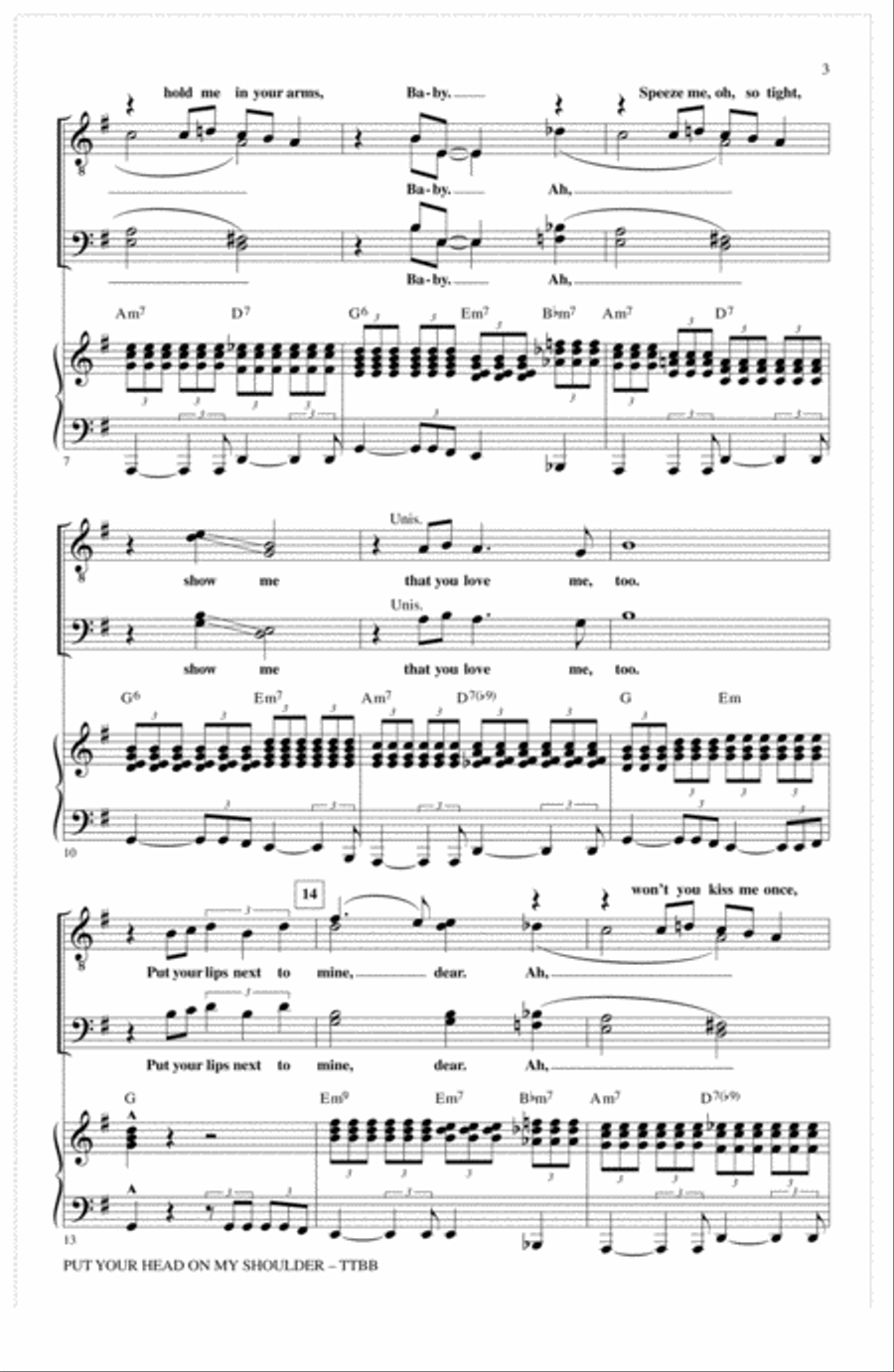 Put Your Head On My Shoulder (arr. Mac Huff) TTBB scores gallery preview page 2