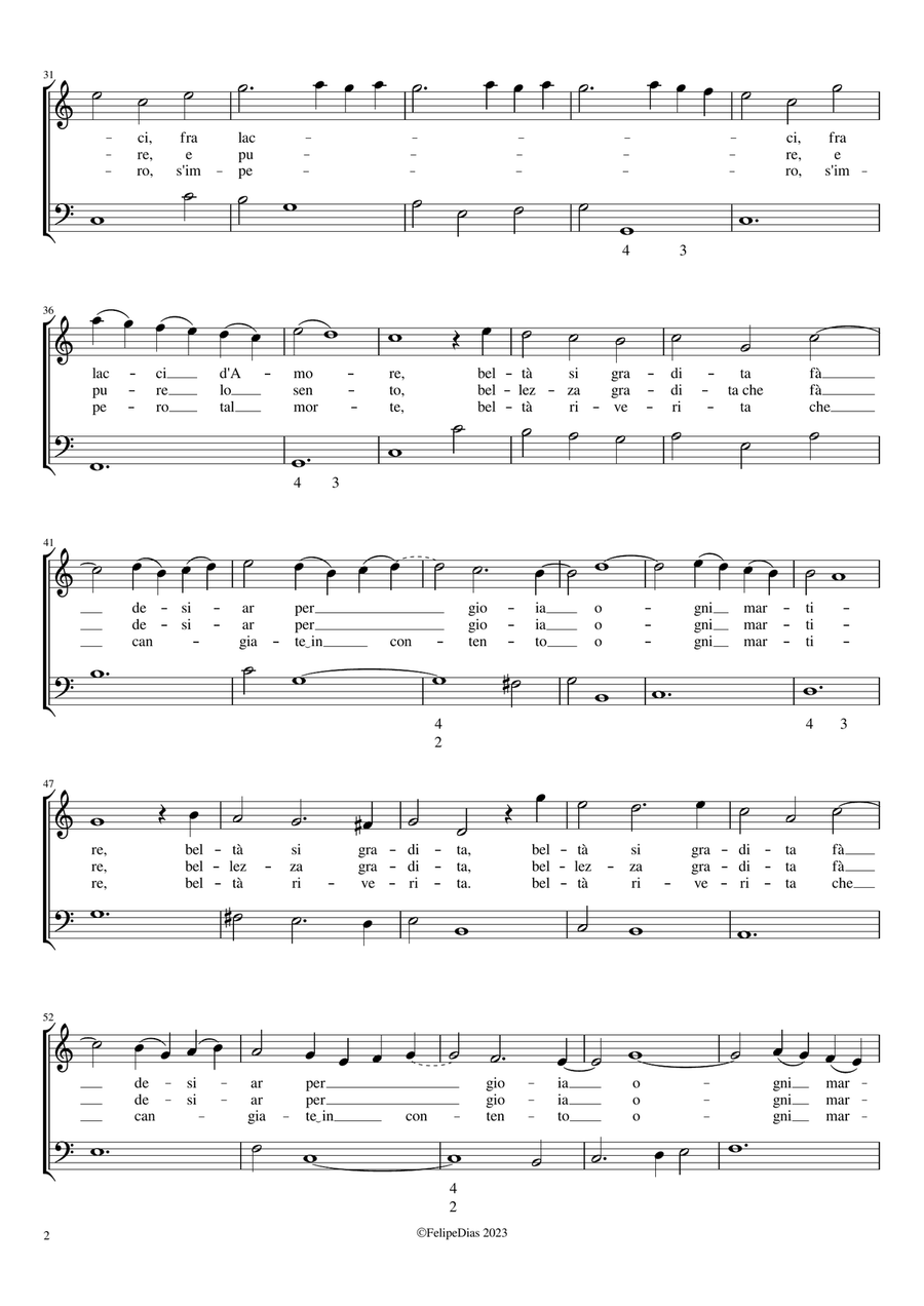 Si bel volto ch'io voglio morire Voice Solo scores gallery preview page 2
