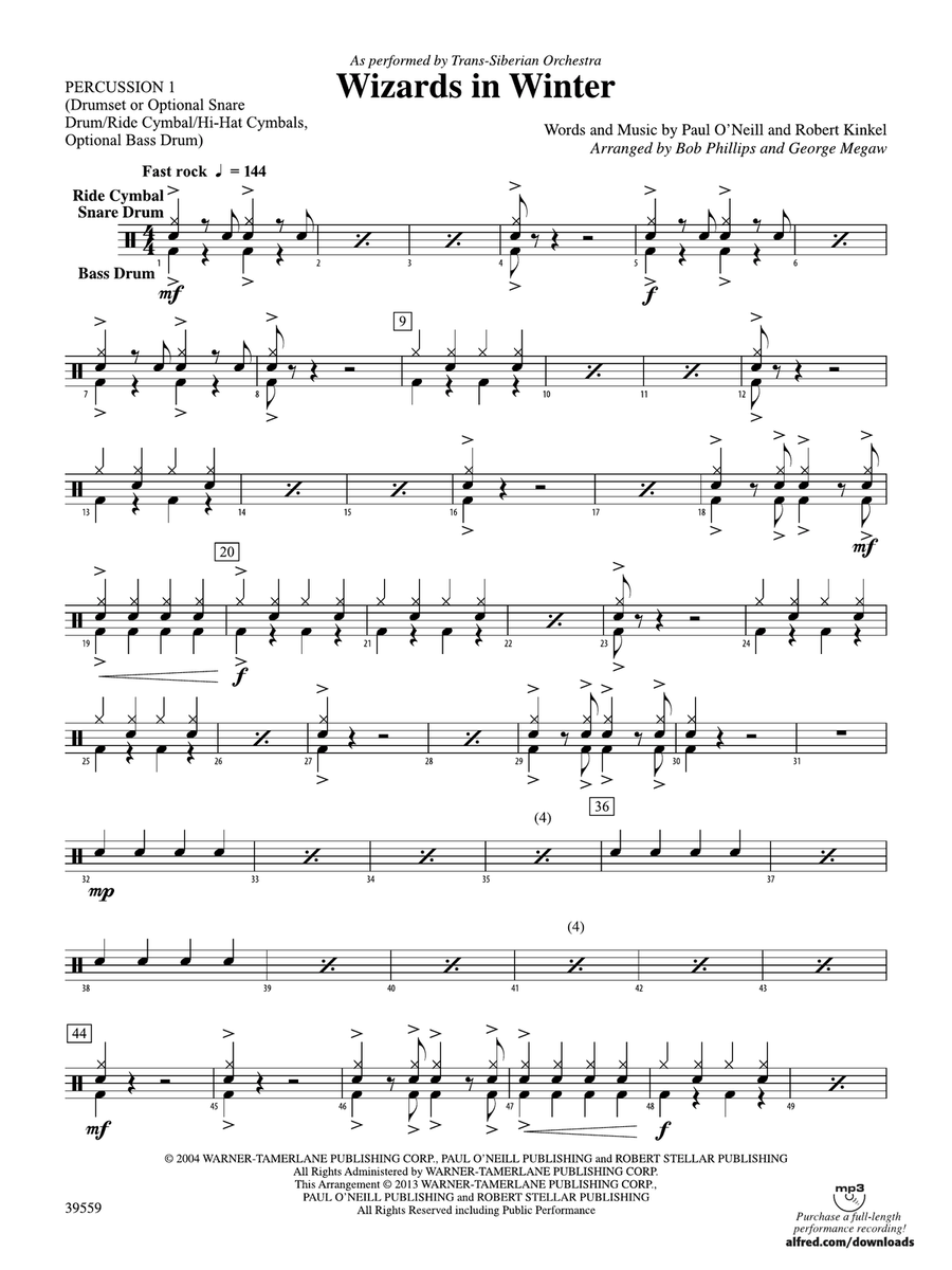 Wizards in Winter: 1st Percussion