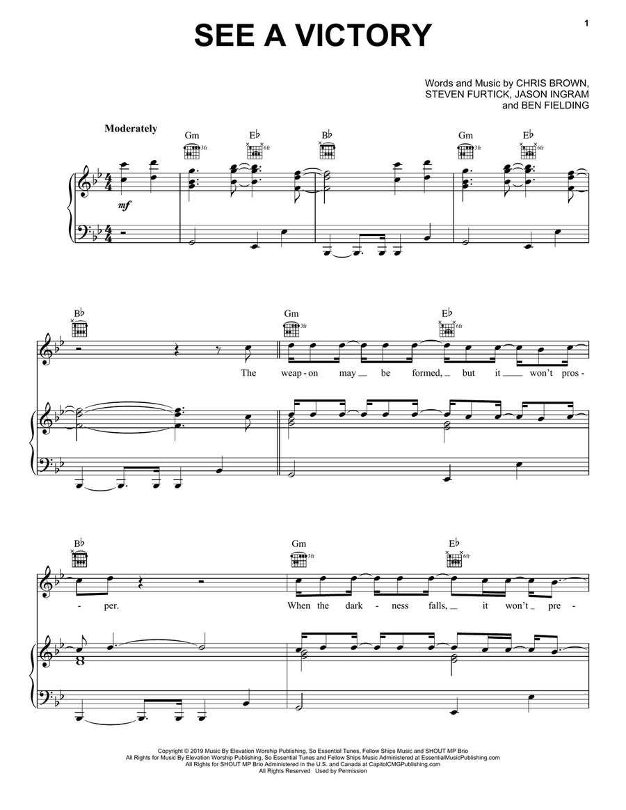 See A Victory See A Victory Piano, Vocal, Guitar scores gallery preview page 1