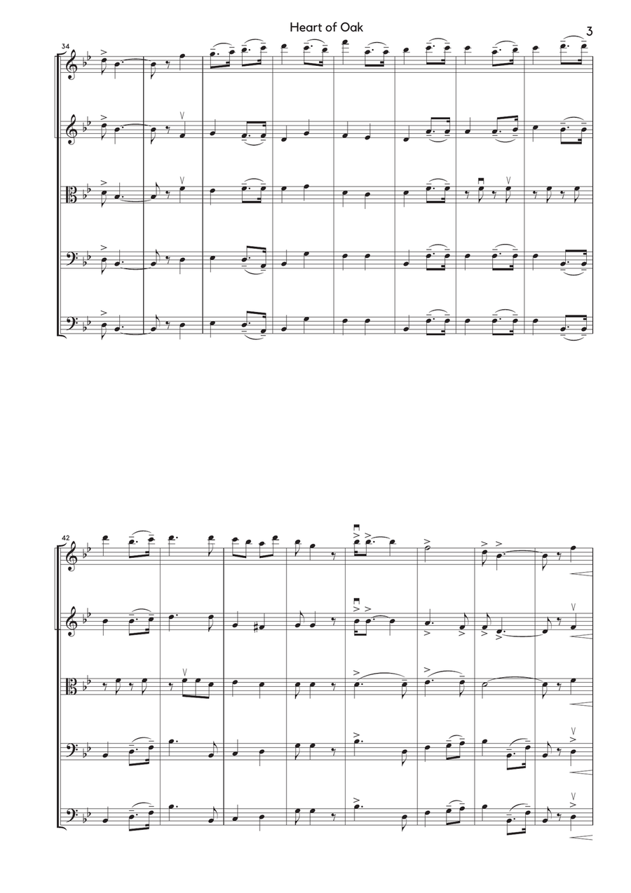 Heart of Oak, official march of the Royal Navy, arranged for string orchestra String Orchestra scores gallery preview page 3