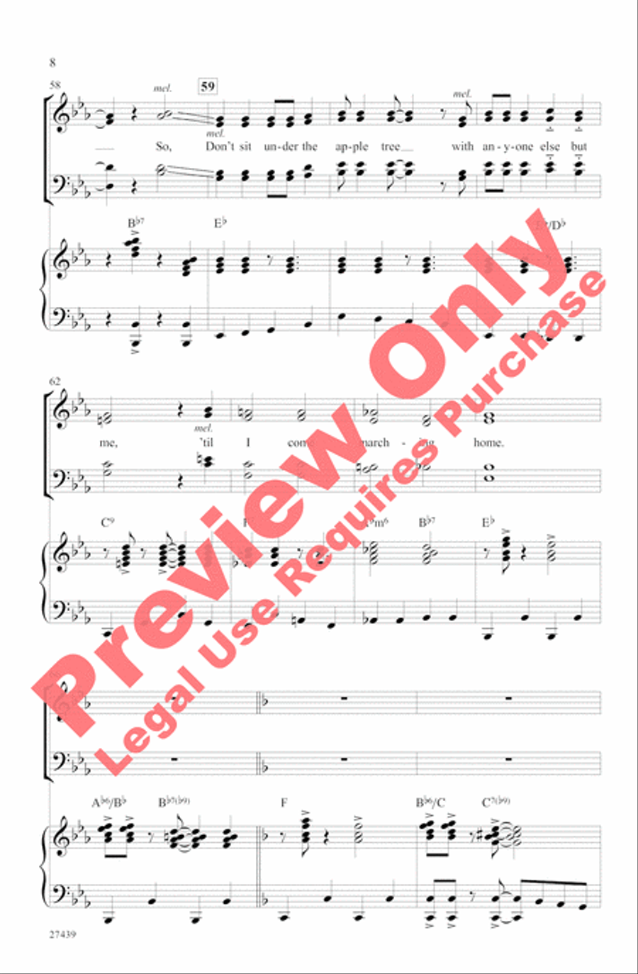 Don't Sit Under the Apple Tree 4-Part scores gallery preview page 8