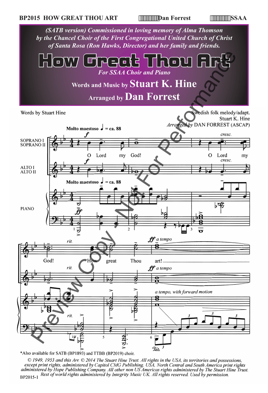 How Great Thou Art - SSAA SSAA scores gallery preview page 2