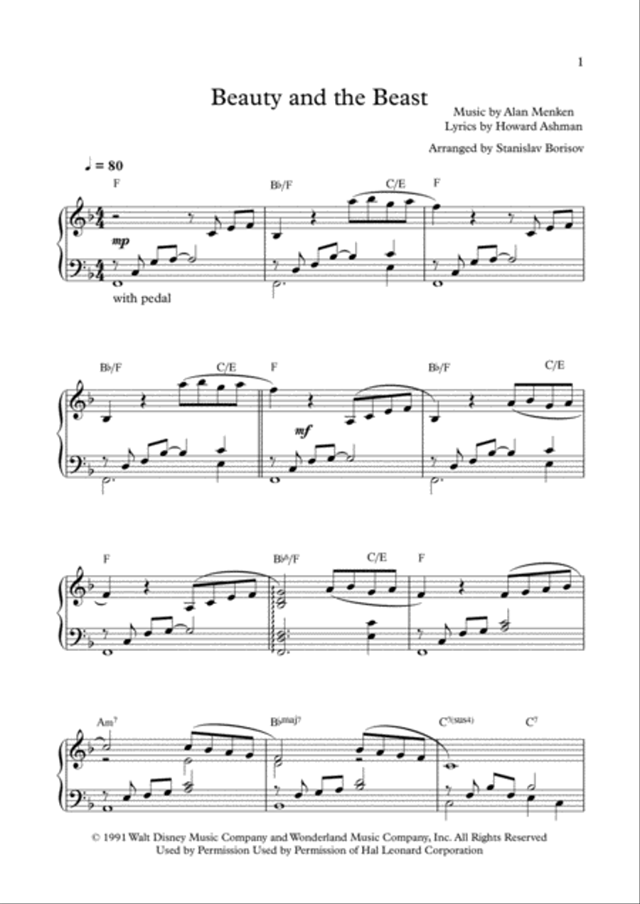 Beauty And The Beast Beauty And The Beast Piano Solo scores gallery preview page 1