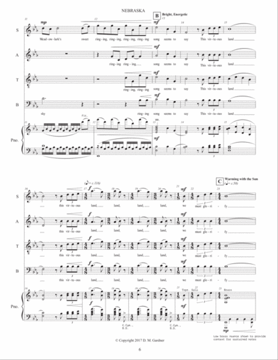 Nebraska - My Heartland (CHORAL SCORE) 4-Part scores gallery preview page 6