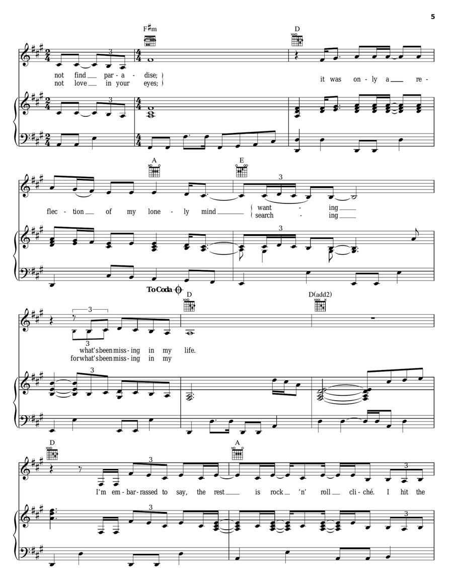 Goodbye Alice In Wonderland Piano, Vocal, Guitar scores gallery preview page 5