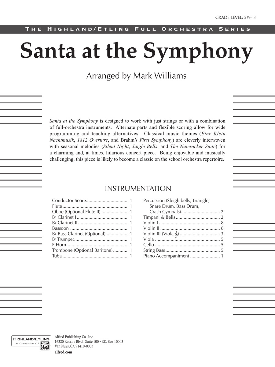 Santa at the Symphony (also playable by strings only): Score
