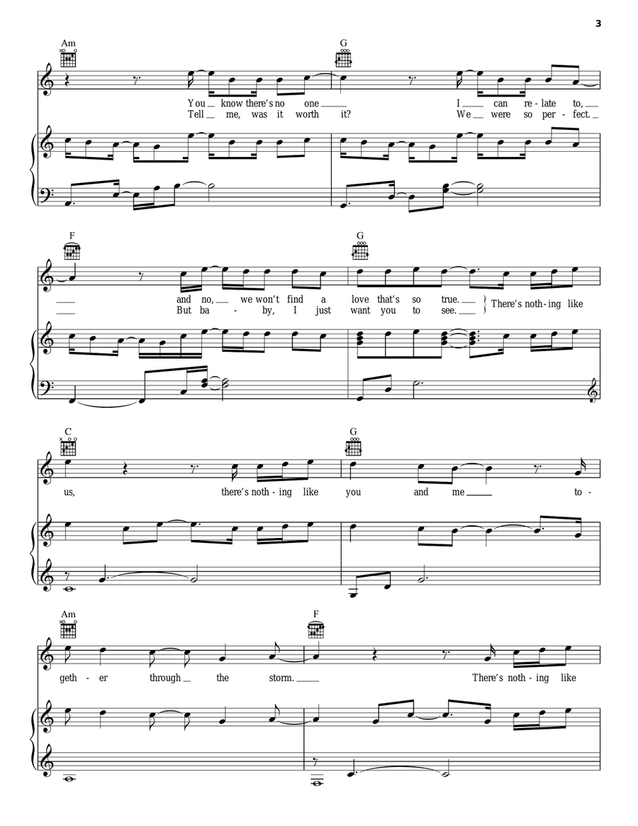 Nothing Like Us Nothing Like Us Piano, Vocal, Guitar scores gallery preview page 3