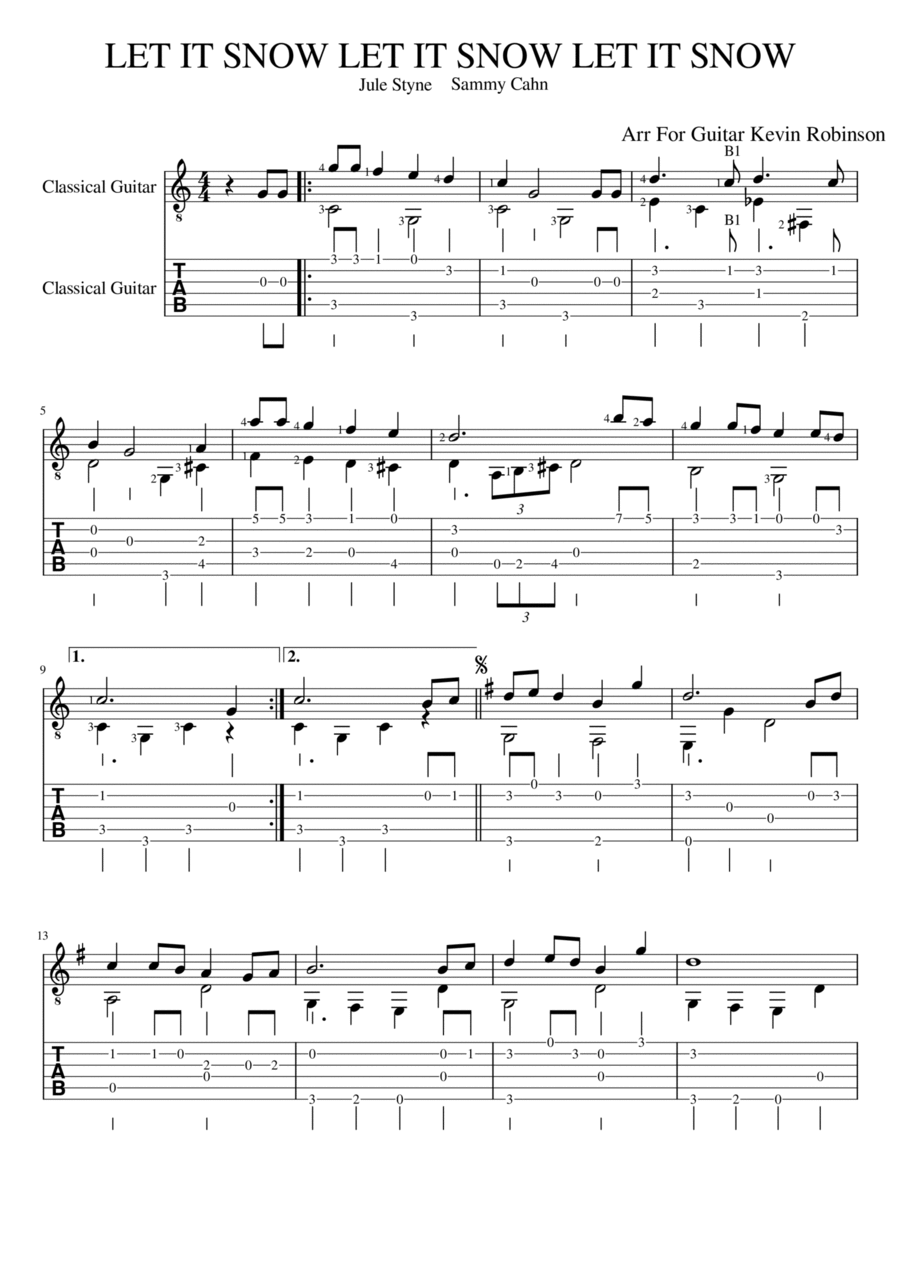 Let It Snow! Let It Snow! Let It Snow! Guitar Tablature scores gallery preview page 1