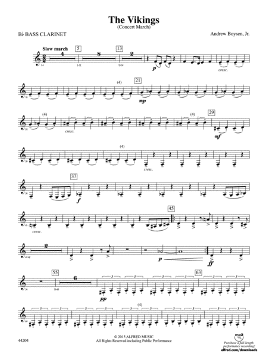 The Vikings: B-flat Bass Clarinet Concert Band scores gallery preview page 1