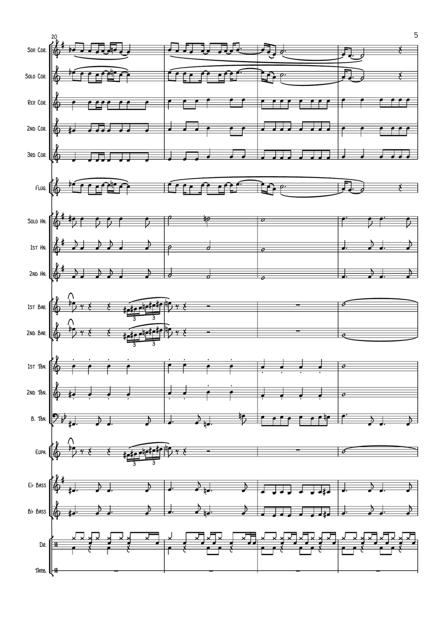 Don't Look Back In Anger Brass Band scores gallery preview page 6