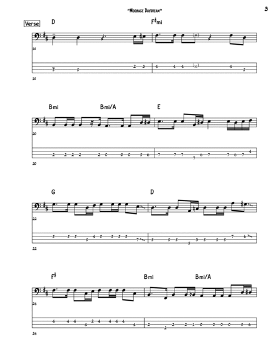 Moonage Daydream Bass Guitar scores gallery preview page 3