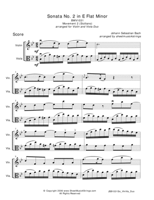 Bach, J.S. - Siciliano for Violin and Viola