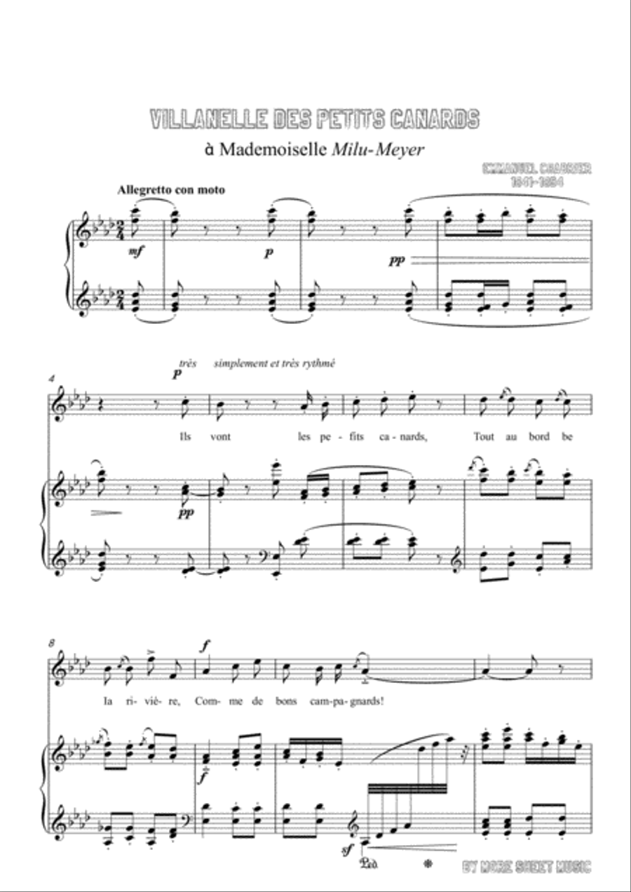 Chabrier-Villanelle des petits canards in A flat Major,for voice and piano Voice Solo scores gallery preview page 3