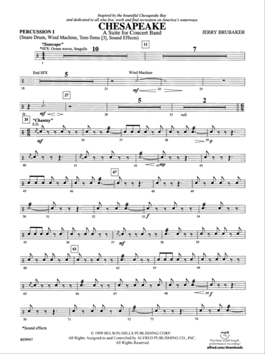 Chesapeake: 1st Percussion Concert Band scores gallery preview page 1