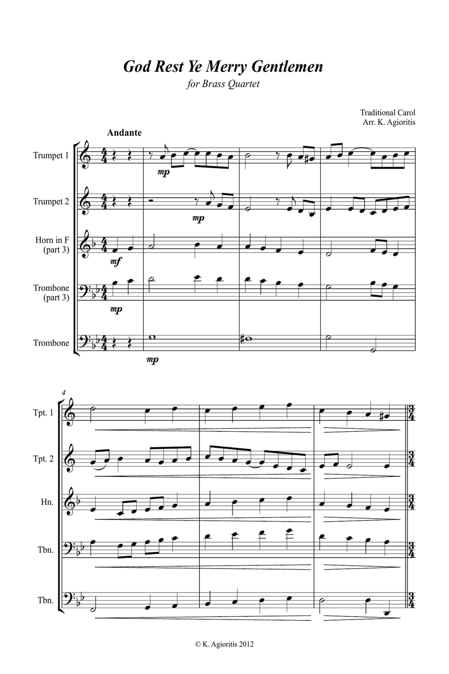 Jazz Carols Collection for Brass Quartet - Set Seven Brass Quartet scores gallery preview page 2