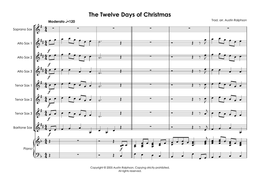 The 12 Days of Christmas - sax ensemble Woodwind Ensemble scores gallery preview page 3