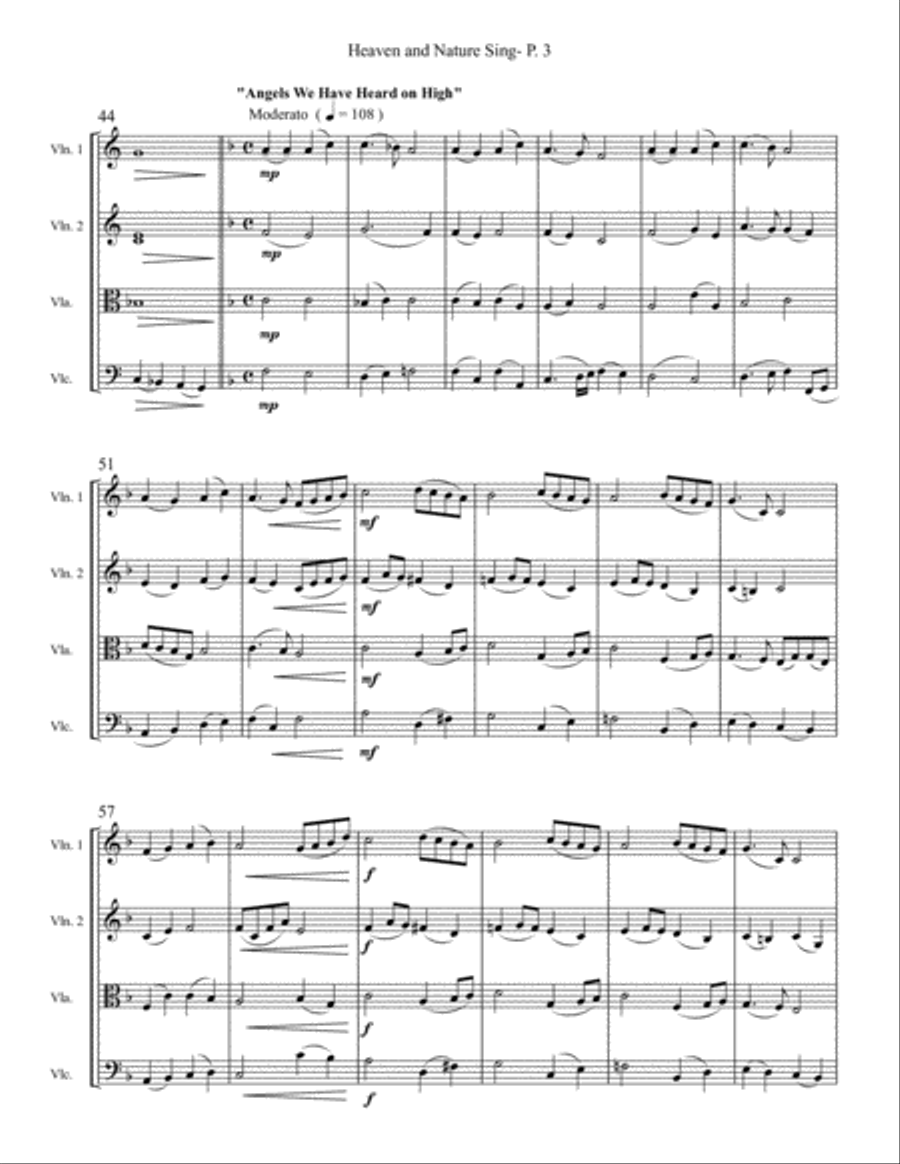 Heaven and Nature Sing String Quartet scores gallery preview page 3