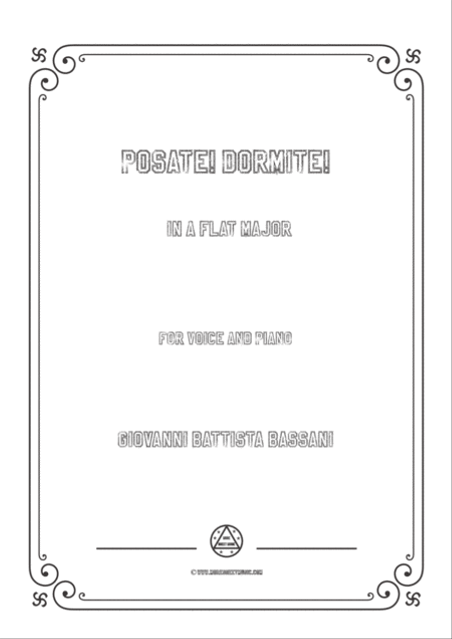 Bassani-Posate! Dormite! in A flat Major,for voice and piano Voice Solo - Digital Sheet Music