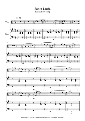 Book cover for Santa Lucia - Italian Folk Song (Viola + Piano)