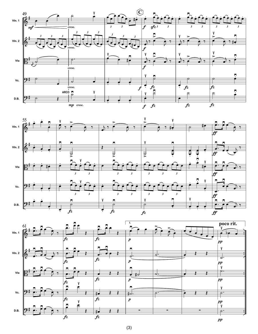 Antonín Dvořák Sonatina op.100 1st movement, arr. for String quintet String Orchestra scores gallery preview page 4