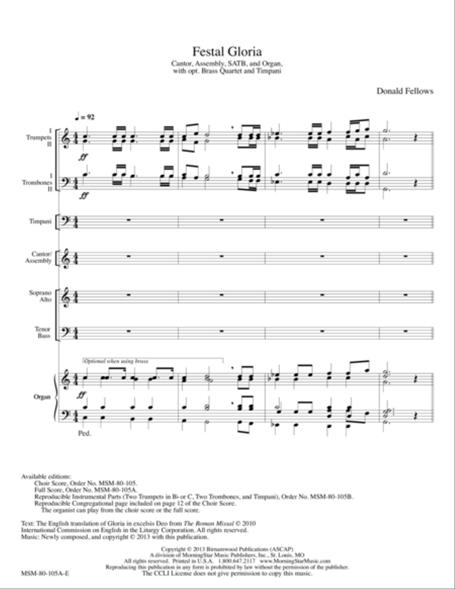 Festal Gloria (Downloadable Full Score)