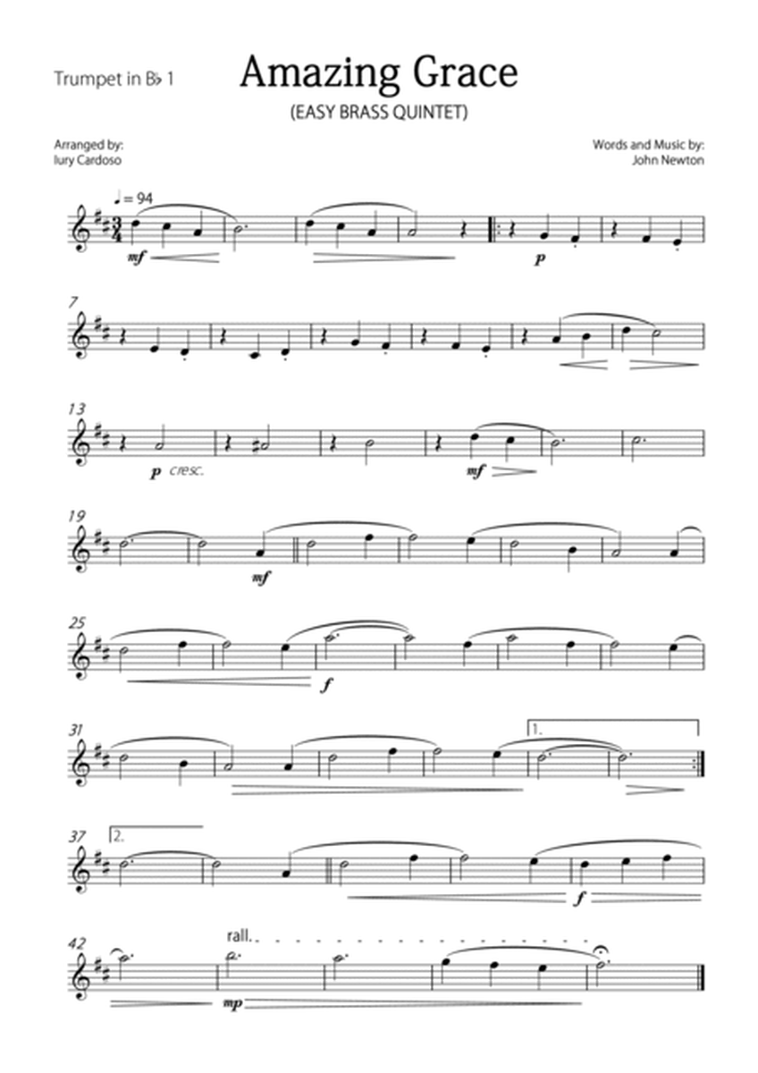 "Amazing Grace" - Beautiful EASY version for BRASS QUINTET. image number null