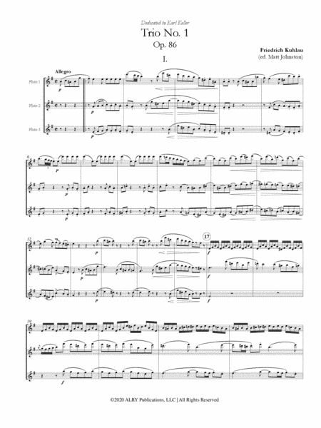 Trio No. 1, Op. 86 for Three Flutes