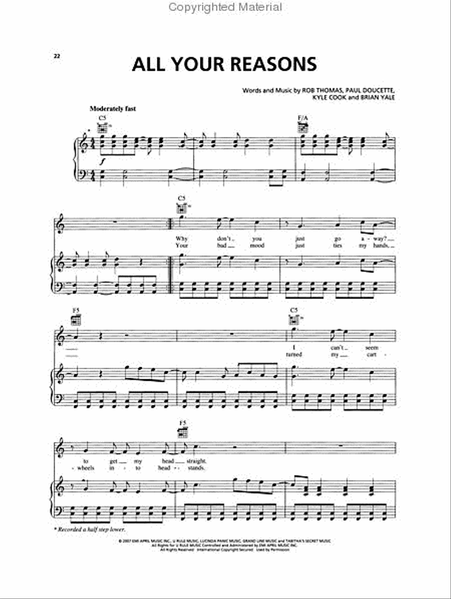 Matchbox Twenty – Exile on Mainstream Piano, Vocal, Guitar scores gallery preview page 4